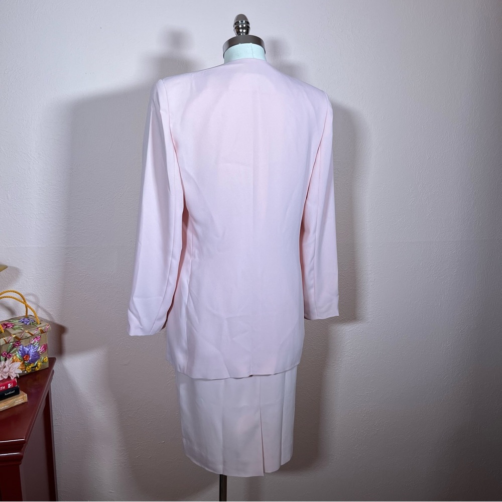 Vintage 1990 Liz Claiborne Pale Pink Sheath Dress Oversized Jacket Minimalist 8 - Picture 6 of 16